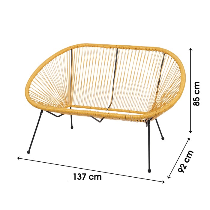Divano da esterno in resina – 137x92x85 cm – Giallo senape – Eleganza e comfort