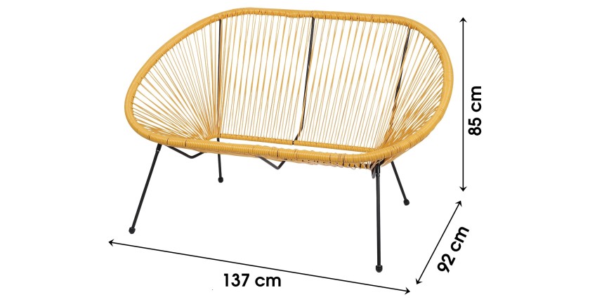 Canapé d'extérieur en résine – 137x92x85 cm – Jaune moutarde – Élégance et confort