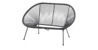 Canapé de exterior en resina – 137x92x85 cm – Gris antracita – Elegancia y confort