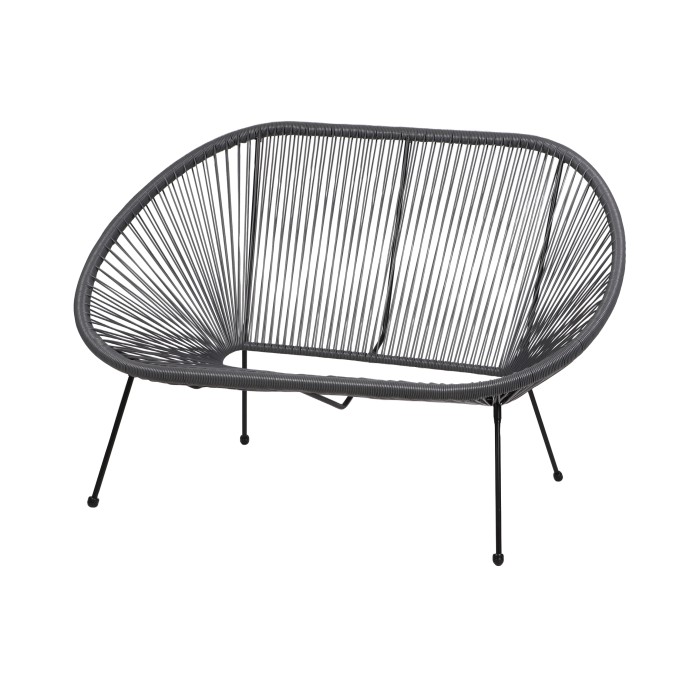 Divano da esterno in resina – 137x92x85 cm – Grigio antracite – Eleganza e comfort