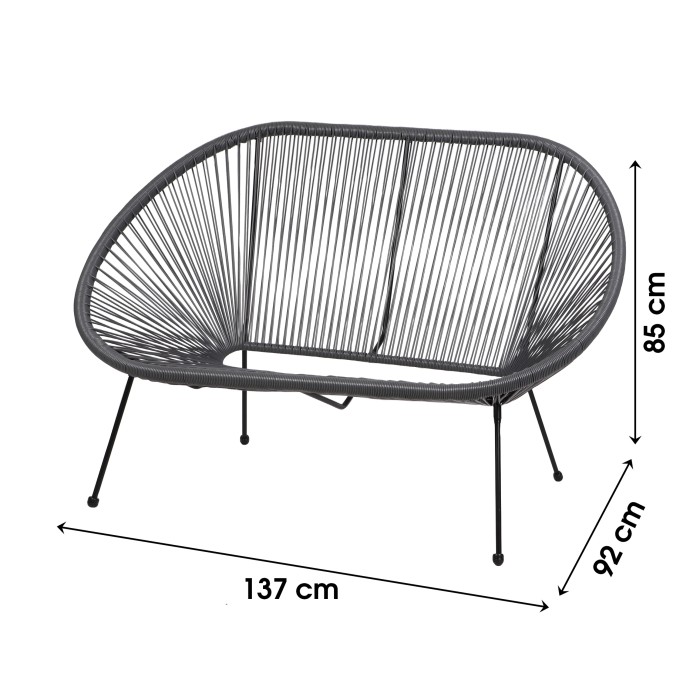 Divano da esterno in resina – 137x92x85 cm – Grigio antracite – Eleganza e comfort