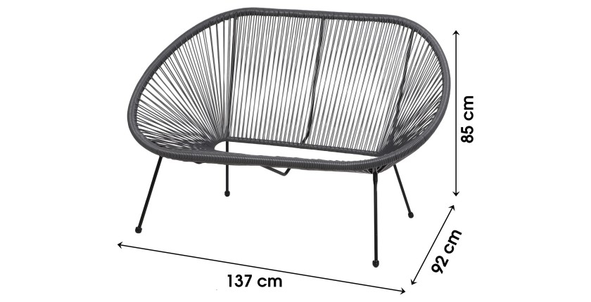 Canapé de exterior en resina – 137x92x85 cm – Gris antracita – Elegancia y confort