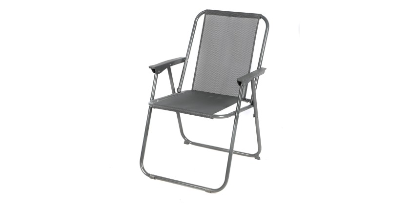 Fauteuil de jardin pliable en tissu gris anthracite – Dimensions 53x55x75 cm