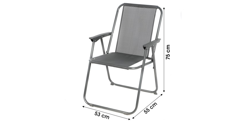 Poltrona da giardino pieghevole in tessuto grigio antracite - Dimensioni 53x55x75 cm