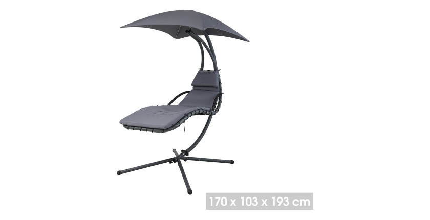 Balancelle de jardin suspendue avec parasol – 170x103x193 cm – Noir – Confort et élégance