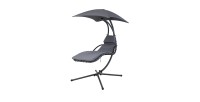 Balancelle de jardin suspendue avec parasol – 170x103x193 cm – Noir – Confort et élégance