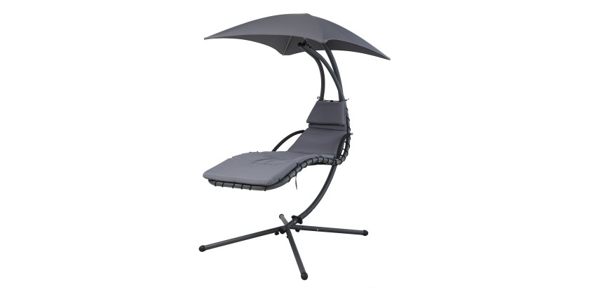 Balancelle de jardin suspendue avec parasol – 170x103x193 cm – Noir – Confort et élégance