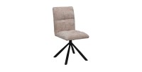 Chaise de salle à manger pivotante DANIEL – Tissu sable – Pieds en métal noir – Style design/industriel