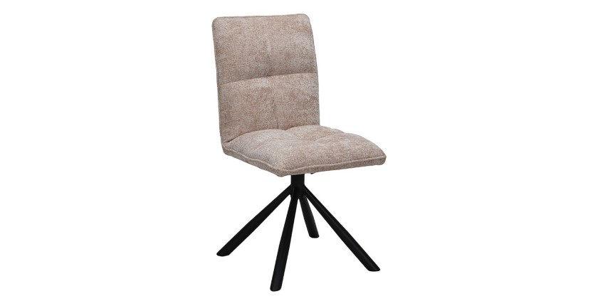 Draaibare eetkamerstoel DANIEL - Zandkleurige stof - Zwarte metalen poten - Design/industriële stijl