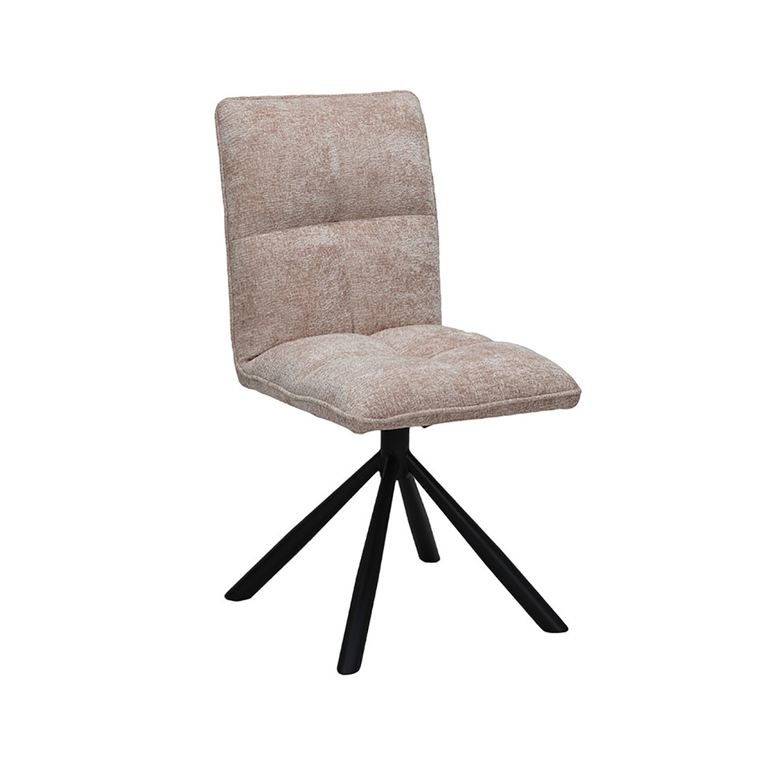 Chaise de salle à manger pivotante DANIEL – Tissu sable – Pieds en métal noir – Style design/industriel