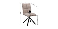 Chaise de salle à manger pivotante DANIEL – Tissu sable – Pieds en métal noir – Style design/industriel