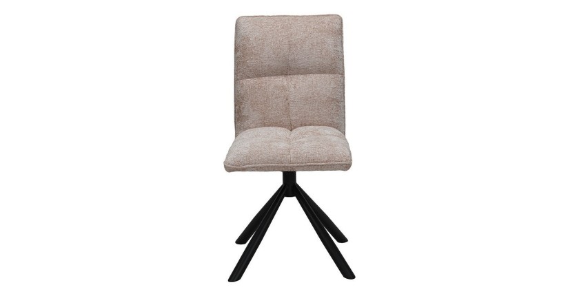 Chaise de salle à manger pivotante DANIEL – Tissu sable – Pieds en métal noir – Style design/industriel