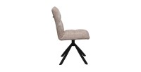 Chaise de salle à manger pivotante DANIEL – Tissu sable – Pieds en métal noir – Style design/industriel