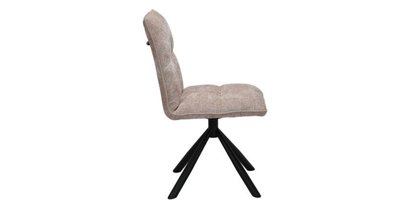 Chaise de salle à manger pivotante DANIEL – Tissu sable – Pieds en métal noir – Style design/industriel