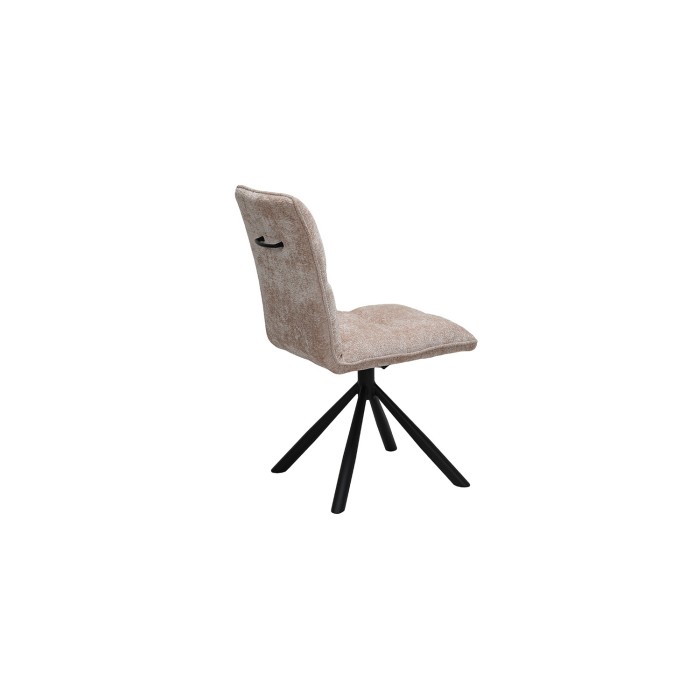 Chaise de salle à manger pivotante DANIEL – Tissu sable – Pieds en métal noir – Style design/industriel