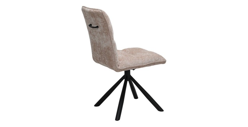 Draaibare eetkamerstoel DANIEL - Zandkleurige stof - Zwarte metalen poten - Design/industriële stijl
