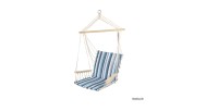 Fauteuil de jardin à suspendre en bois avec accoudoirs – 60x60x100 cm – Bleu et blanc – Élégance et confort