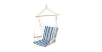 Fauteuil de jardin à suspendre en bois avec accoudoirs – 60x60x100 cm – Bleu et blanc – Élégance et confort