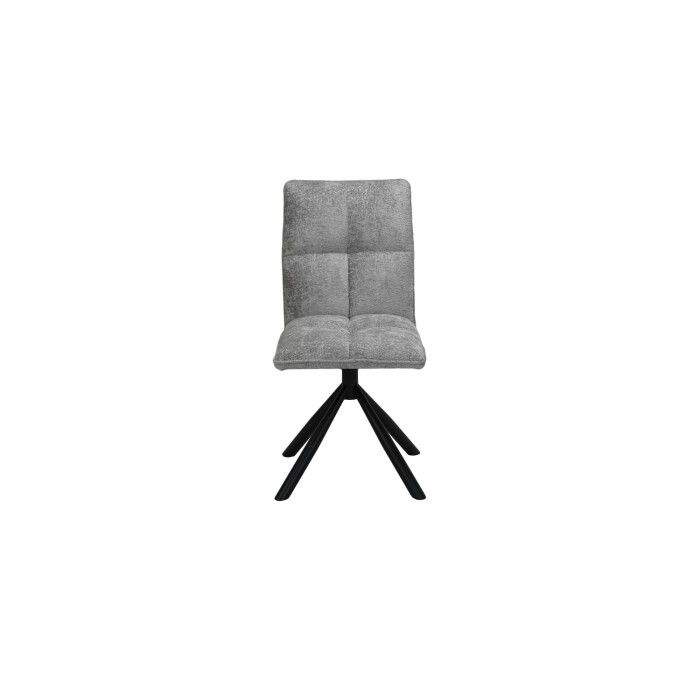 Silla giratoria para comedor DANIEL – Tela en color gris claro – Patas de metal negro – Estilo diseño/industrial
