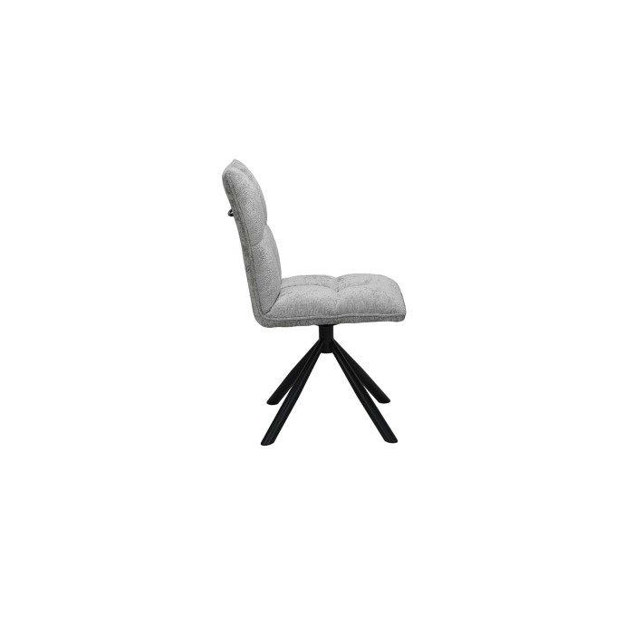 Silla giratoria para comedor DANIEL – Tela en color gris claro – Patas de metal negro – Estilo diseño/industrial