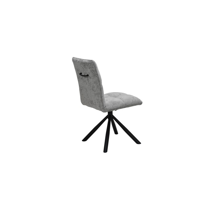 Silla giratoria para comedor DANIEL – Tela en color gris claro – Patas de metal negro – Estilo diseño/industrial
