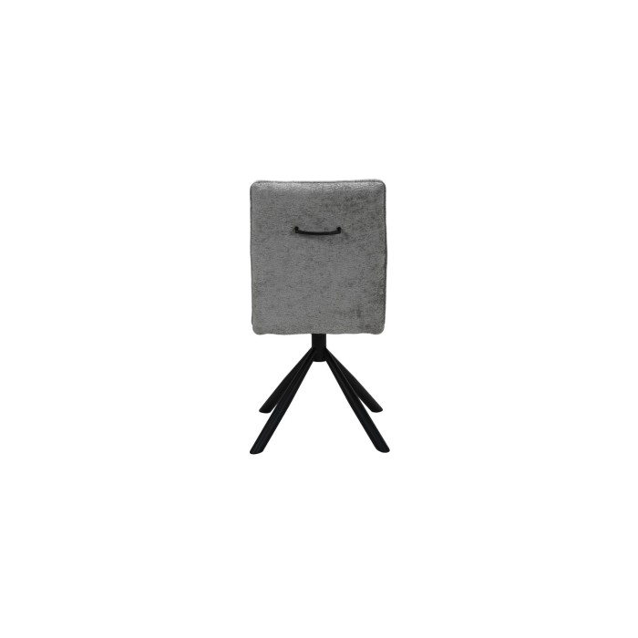 Silla giratoria para comedor DANIEL – Tela en color gris claro – Patas de metal negro – Estilo diseño/industrial