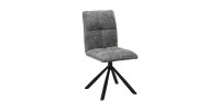 Chaise de salle à manger pivotante DANIEL – Tissu coloris gris  – Pieds en métal noir – Style design/industriel