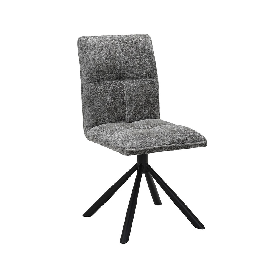 Chaise de salle à manger pivotante DANIEL – Tissu coloris gris  – Pieds en métal noir – Style design/industriel