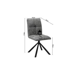 Chaise de salle à manger pivotante DANIEL – Tissu coloris gris  – Pieds en métal noir – Style design/industriel