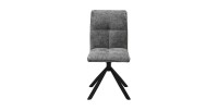 Chaise de salle à manger pivotante DANIEL – Tissu coloris gris  – Pieds en métal noir – Style design/industriel