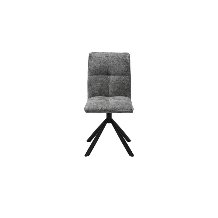 Silla giratoria para comedor DANIEL – Tela color gris – Patas de metal negro – Estilo diseño/industrial