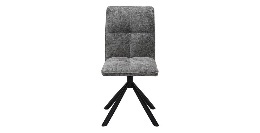 Chaise de salle à manger pivotante DANIEL – Tissu coloris gris  – Pieds en métal noir – Style design/industriel