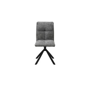Chaise de salle à manger pivotante DANIEL – Tissu coloris gris  – Pieds en métal noir – Style design/industriel