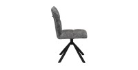 Chaise de salle à manger pivotante DANIEL – Tissu coloris gris  – Pieds en métal noir – Style design/industriel