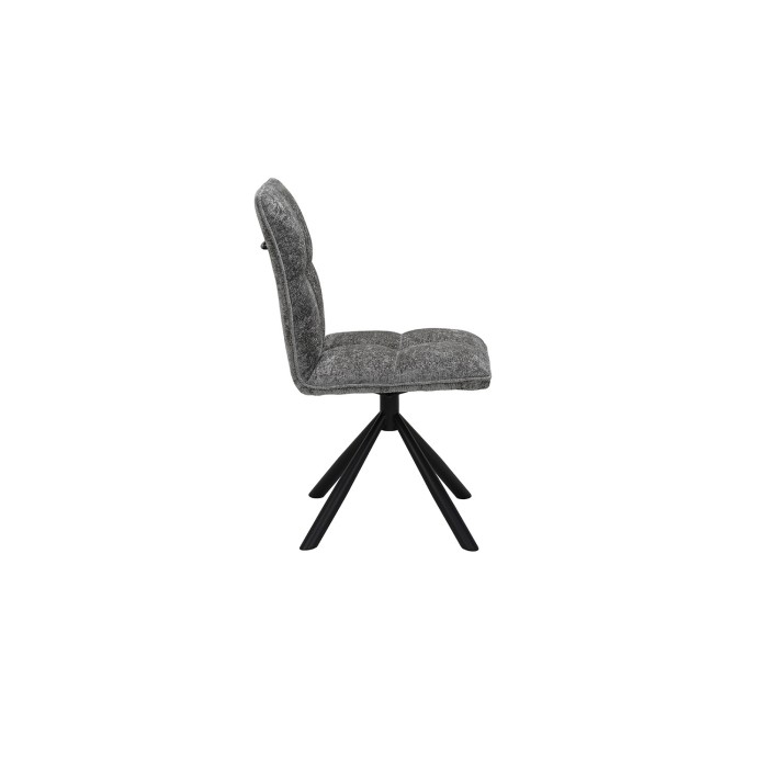 Chaise de salle à manger pivotante DANIEL – Tissu coloris gris  – Pieds en métal noir – Style design/industriel