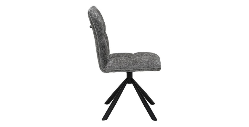 Chaise de salle à manger pivotante DANIEL – Tissu coloris gris  – Pieds en métal noir – Style design/industriel