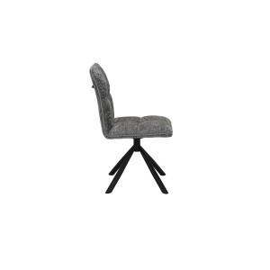 Chaise de salle à manger pivotante DANIEL – Tissu coloris gris  – Pieds en métal noir – Style design/industriel