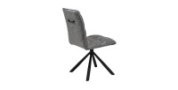 Chaise de salle à manger pivotante DANIEL – Tissu coloris gris  – Pieds en métal noir – Style design/industriel