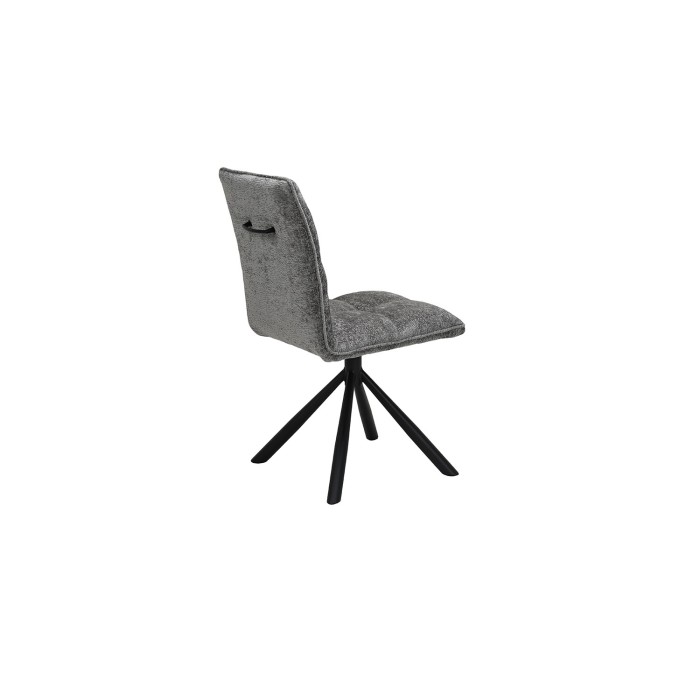 Silla giratoria para comedor DANIEL – Tela color gris – Patas de metal negro – Estilo diseño/industrial
