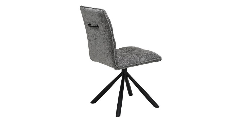Chaise de salle à manger pivotante DANIEL – Tissu coloris gris  – Pieds en métal noir – Style design/industriel
