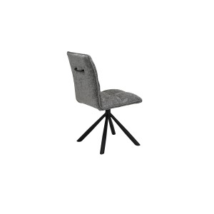 Chaise de salle à manger pivotante DANIEL – Tissu coloris gris  – Pieds en métal noir – Style design/industriel