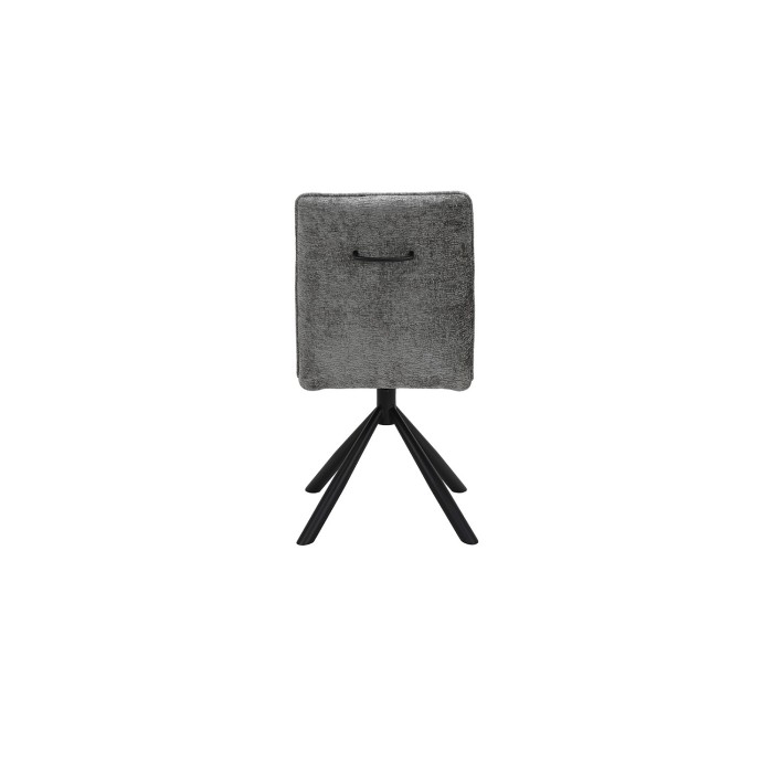 Silla giratoria para comedor DANIEL – Tela color gris – Patas de metal negro – Estilo diseño/industrial