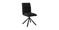 Chaise de salle à manger pivotante DANIEL – Tissu gris foncé – Pieds en métal noir – Hauteur 96,5 cm – Style design/industriel