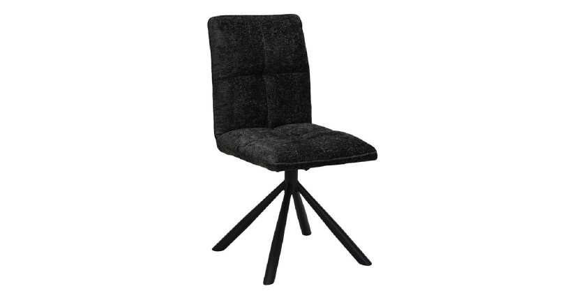 Chaise de salle à manger pivotante DANIEL – Tissu gris foncé – Pieds en métal noir – Hauteur 96,5 cm – Style design/industriel