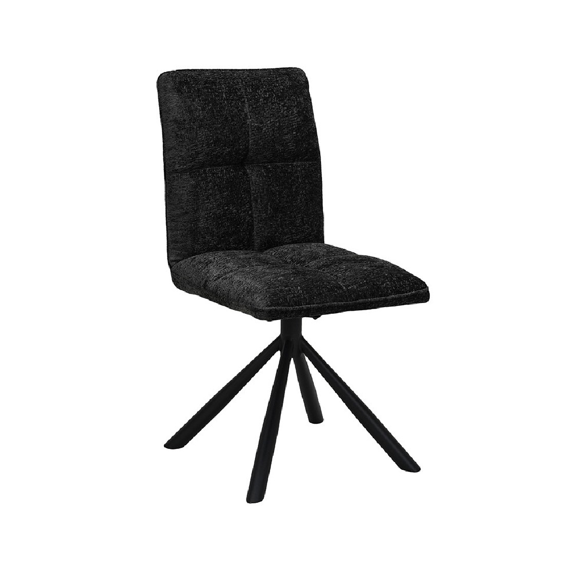 Chaise de salle à manger pivotante DANIEL – Tissu gris foncé – Pieds en métal noir – Hauteur 96,5 cm – Style design/industriel