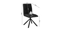 Chaise de salle à manger pivotante DANIEL – Tissu gris foncé – Pieds en métal noir – Hauteur 96,5 cm – Style design/industriel