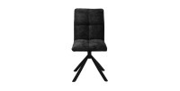 Chaise de salle à manger pivotante DANIEL – Tissu gris foncé – Pieds en métal noir – Hauteur 96,5 cm – Style design/industriel