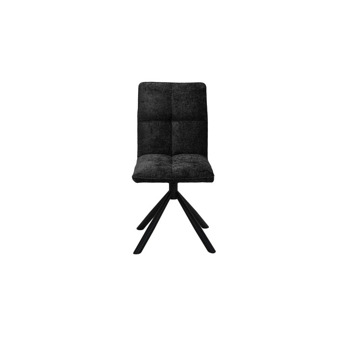 Chaise de salle à manger pivotante DANIEL – Tissu gris foncé – Pieds en métal noir – Hauteur 96,5 cm – Style design/industriel