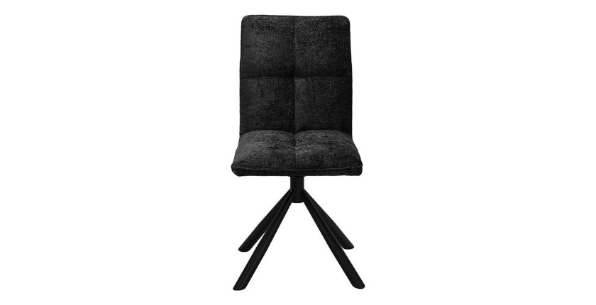 Chaise de salle à manger pivotante DANIEL – Tissu gris foncé – Pieds en métal noir – Hauteur 96,5 cm – Style design/industriel