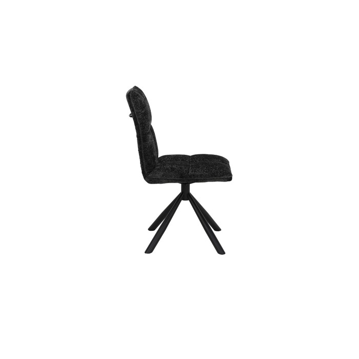 Chaise de salle à manger pivotante DANIEL – Tissu gris foncé – Pieds en métal noir – Hauteur 96,5 cm – Style design/industriel